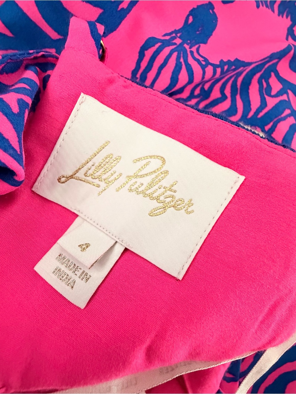 NWOT Lilly Pulitzer Hot Pink and Blue Printed Dress - Picture 6 of 10